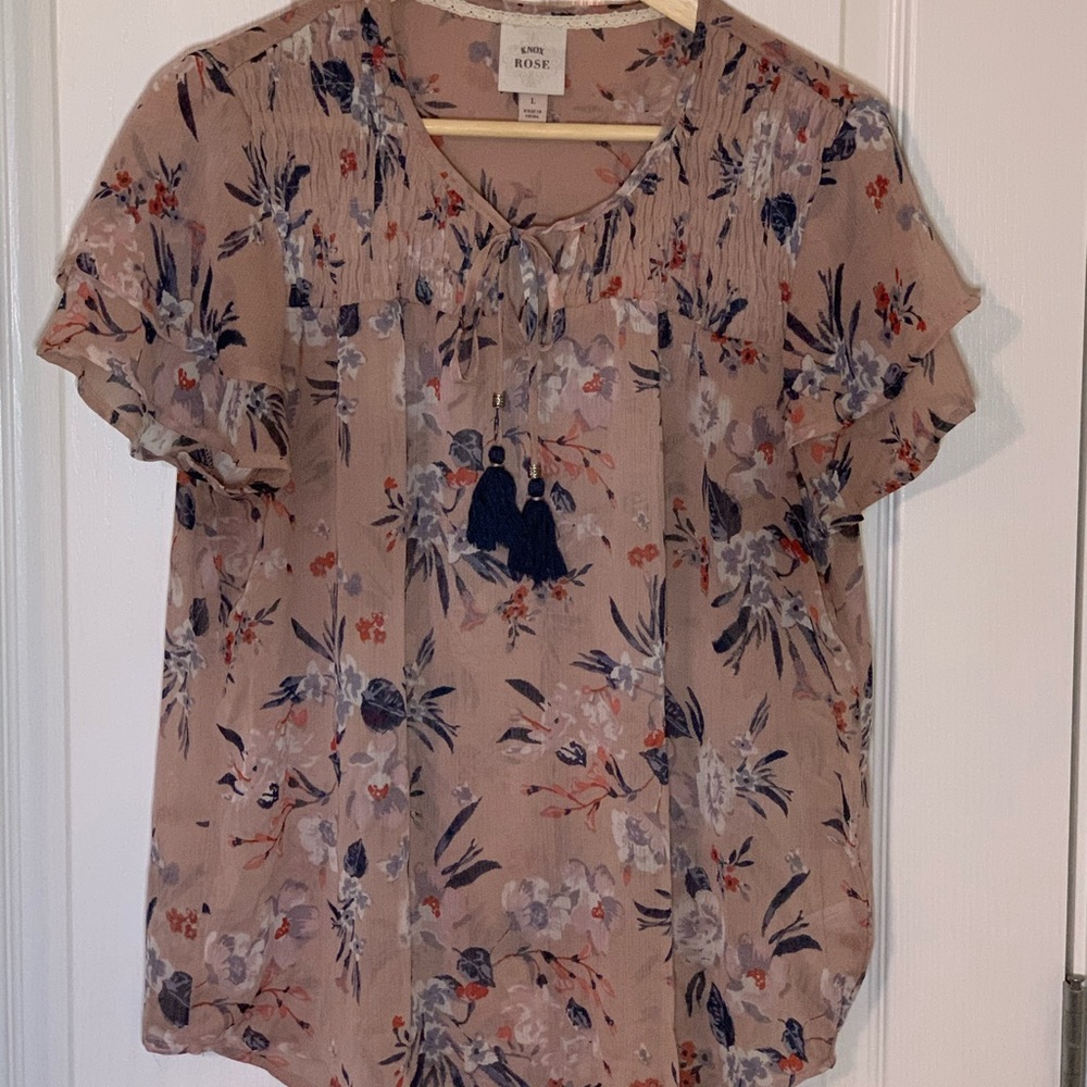 Knox Rose Flutter Sleeve Tie Front Blouse